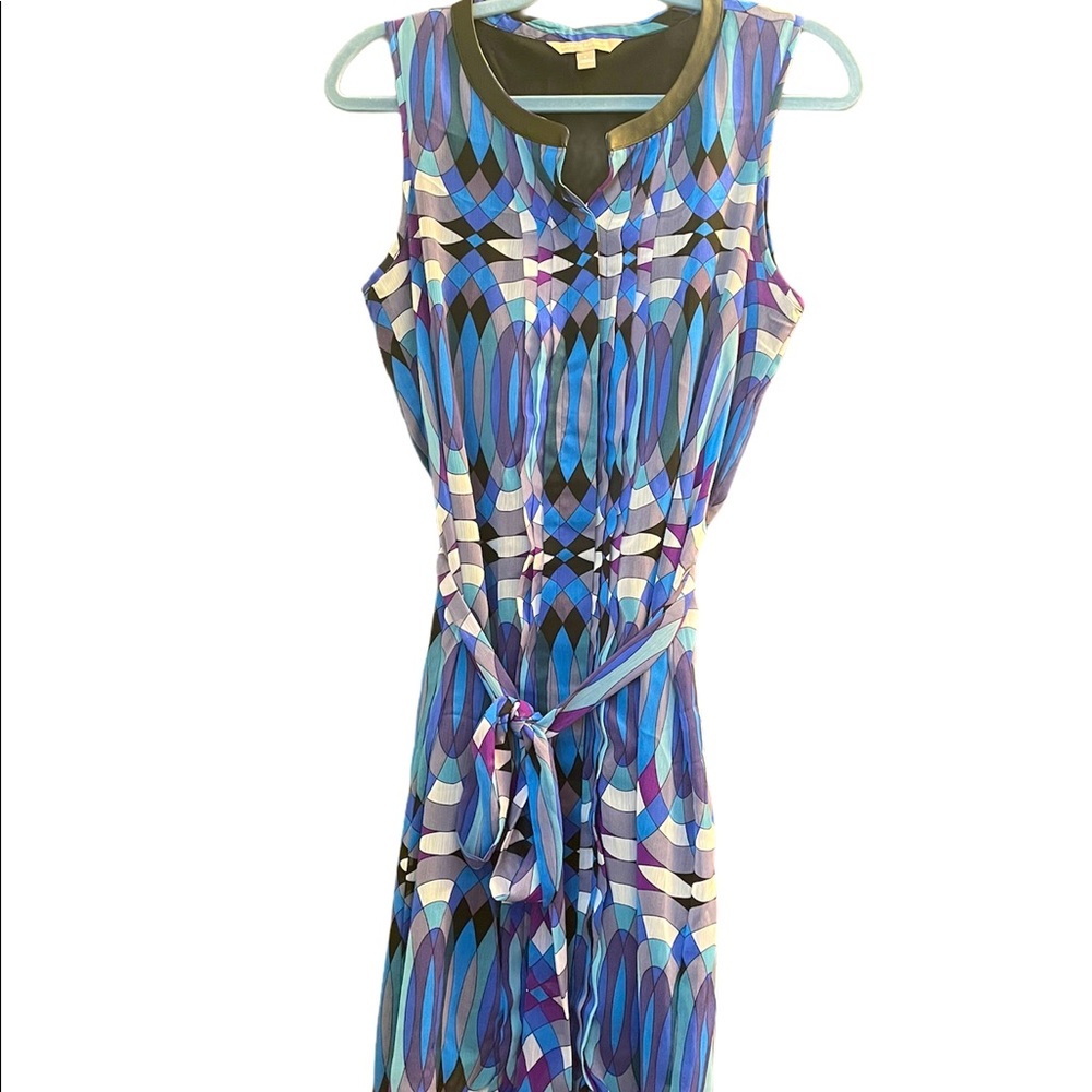 Banana Republic Abstract Sleeveless Belted Dress